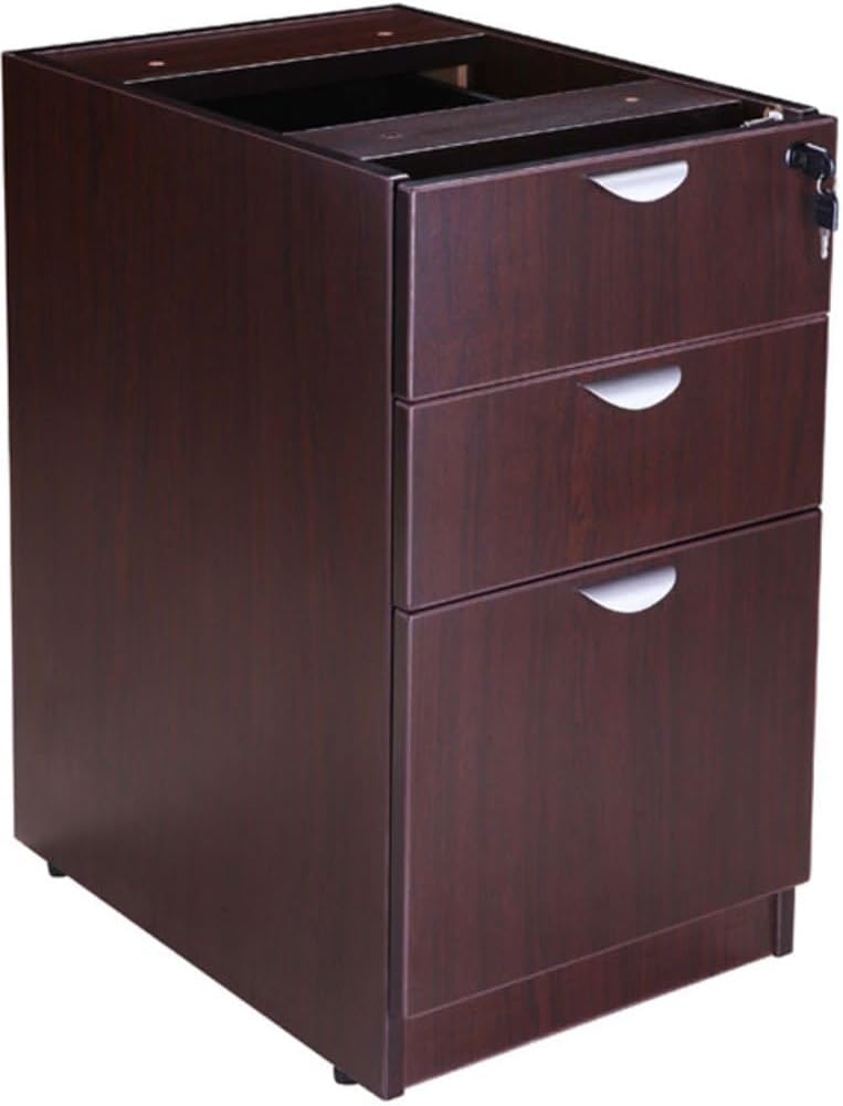 Boss Office Products Holland Executive U-Shape Desk with File Storage Pedestal and Hutch, 66", Mocha