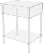 Acrylic Side Table, End Table with Storage, Small Bedside Table Accent Table, Nightstand for Living Room Bedroom, 16x 12x 20in (Clear)
