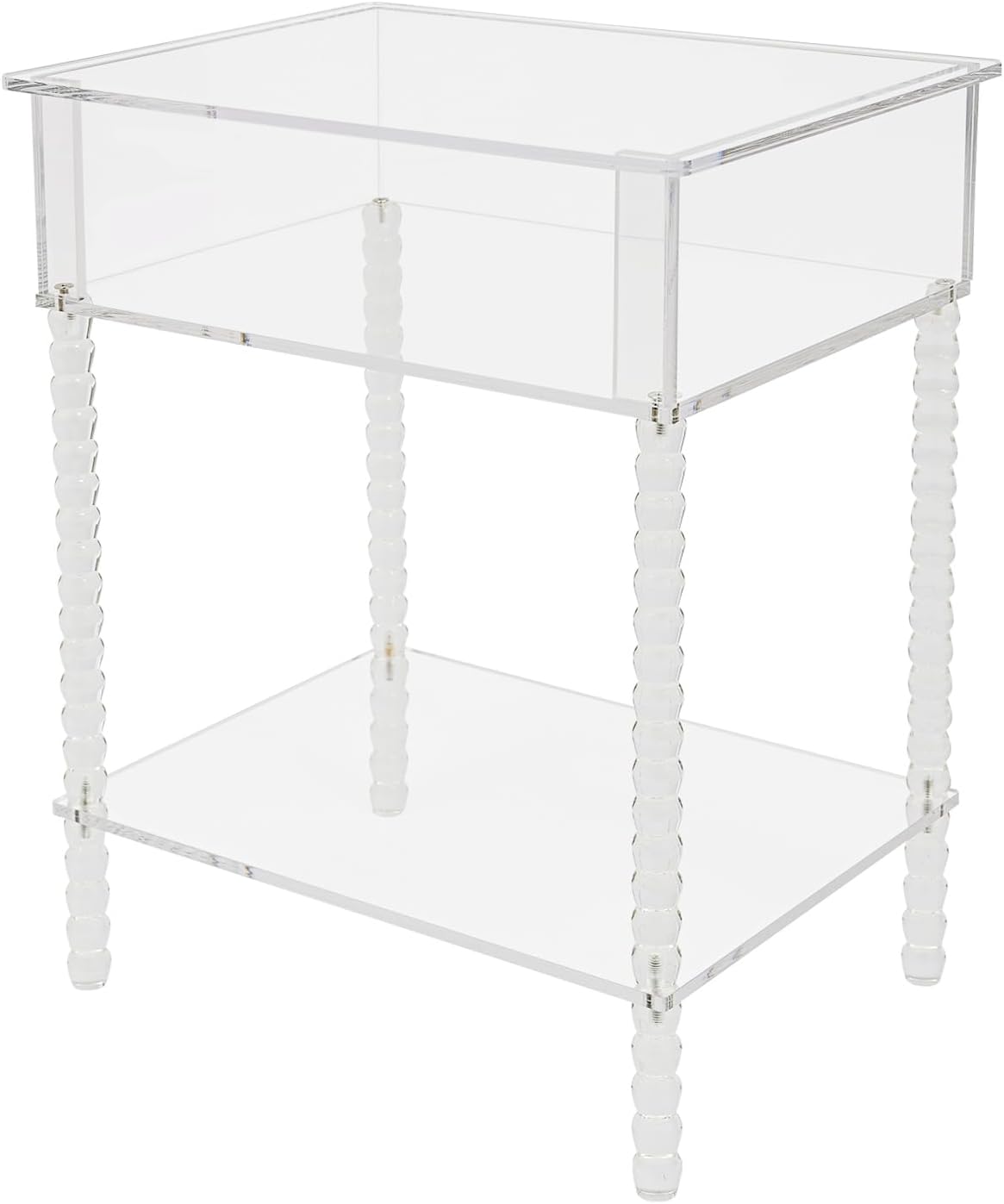 Acrylic Side Table, End Table with Storage, Small Bedside Table Accent Table, Nightstand for Living Room Bedroom, 16x 12x 20in (Clear)