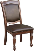 Pemberly Row Wood Dining Chairs Set of 6 in Brown Cherry Finish with Faux Leather Upholstery, Traditional Style Side Chairs for Dining Room with 19'' Back