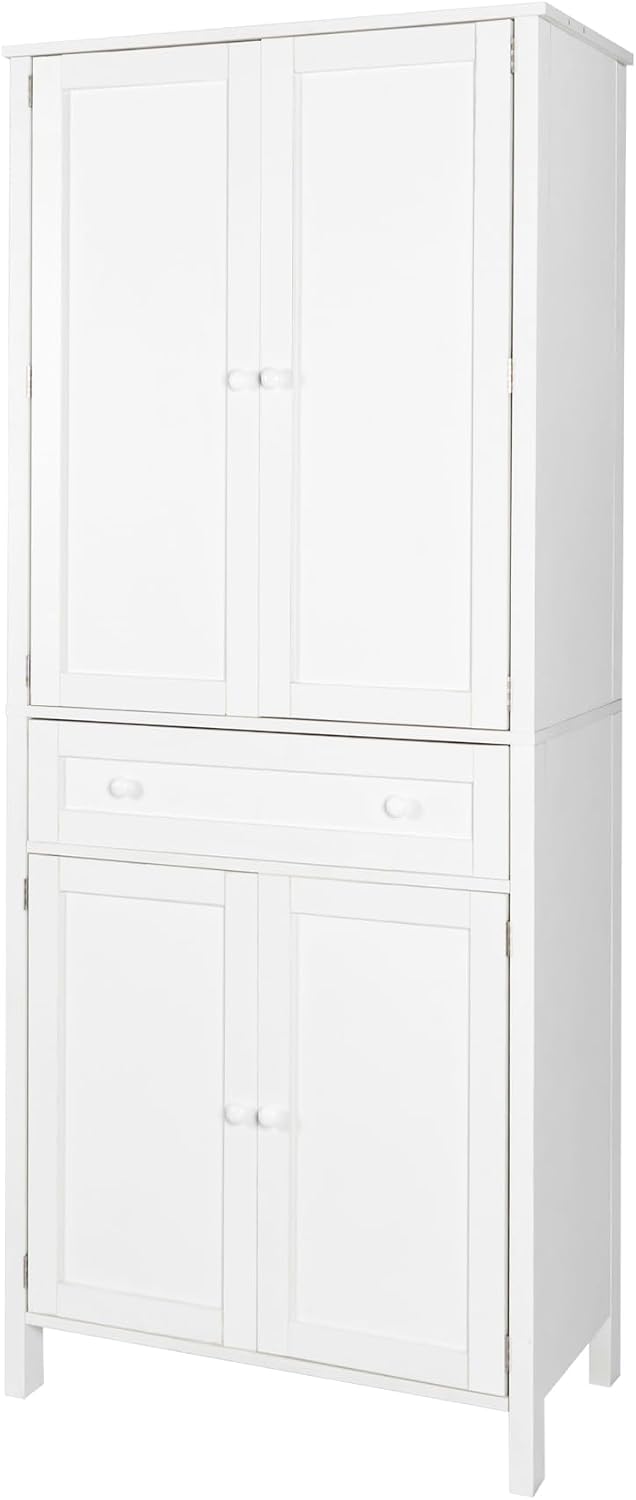 70.87" Tall Kitchen Pantry, Storage Cabinet, Kitchen Cabinet, Drawer and Adjustable Shelves, for Kitchen, Dining Room, White,15.75 * 29.53 * 70.87