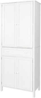 70.87" Tall Kitchen Pantry, Storage Cabinet, Kitchen Cabinet, Drawer and Adjustable Shelves, for Kitchen, Dining Room, White,15.75 * 29.53 * 70.87