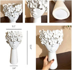 Ceramic Sculpture Female Head Face Flower Vase Decoration, Unique White Centerpiece for Home Decor