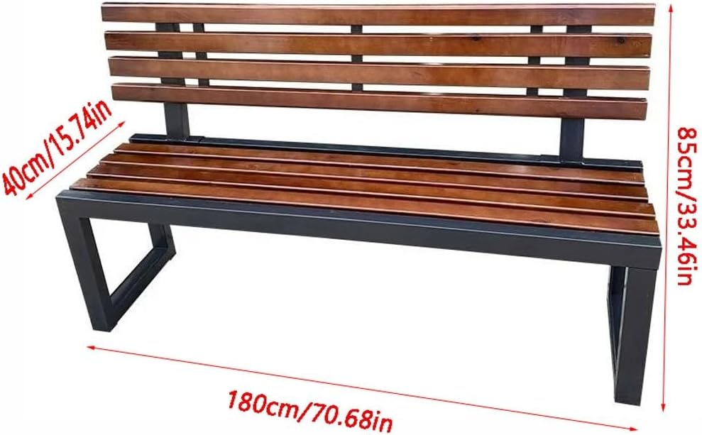 Patio Benches for Outdoors Park Chair Outdoor Bench Courtyard Shopping Mall Rest Back Solid Wood Garden Benches for Outdoors