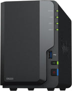 Synology DS223 Home & Office Backup Hub - Centralize Files, Protect Data & Monitor Property (2-Bay Diskless NAS)