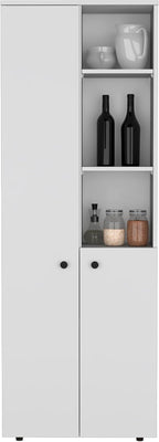 Riner 67" Tall Slim Pantry Organizer with 8 Shelves, 2 Doors & Modern Style - White