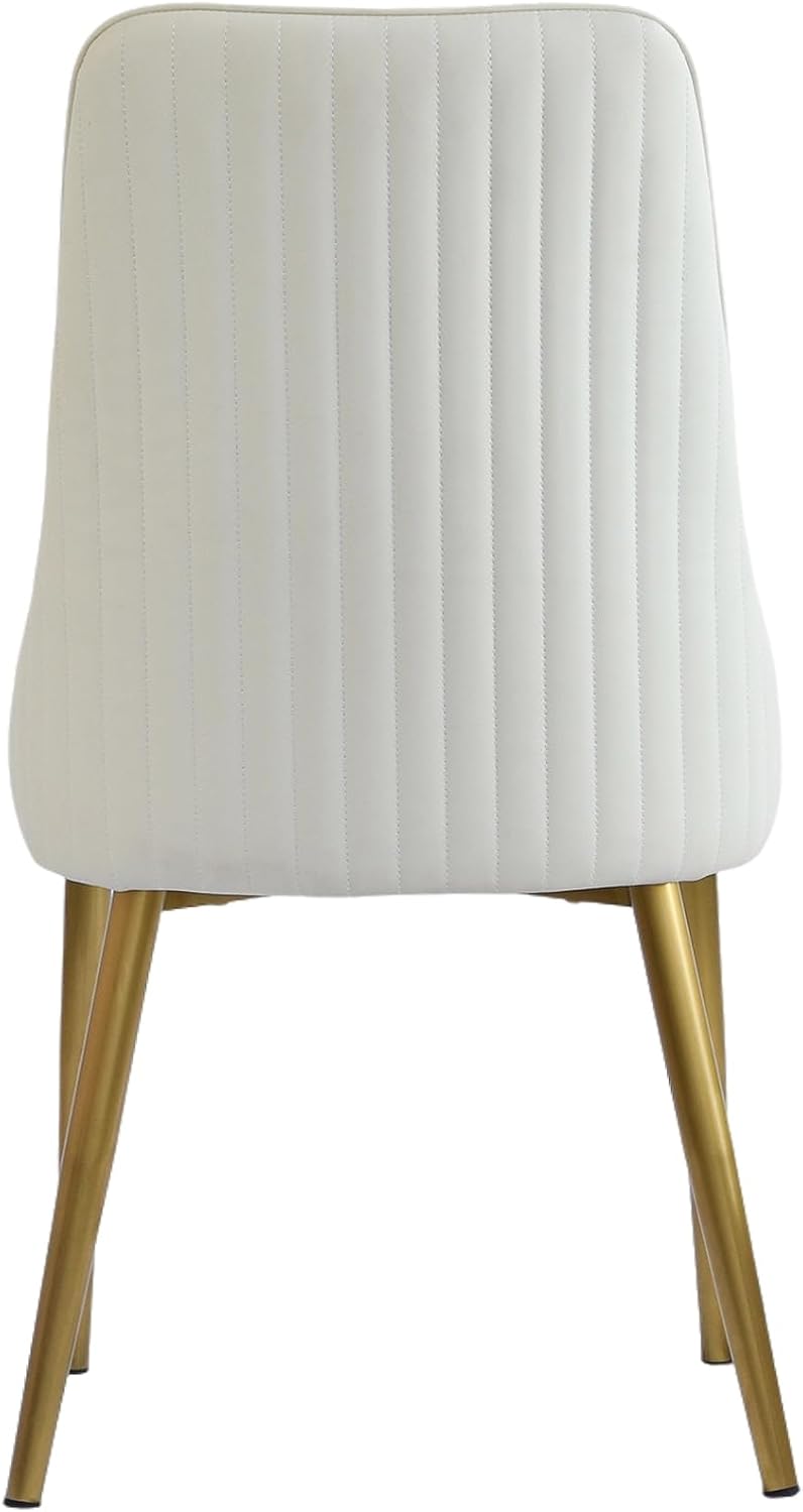 Montary 9 Piece Dining Table Chairs Set, Modern Dining Table Set of 8, Includes 59" D Marble Round Table with Beige Cylindric PU Wooden Base, 8 Beige Gold Dining Chairs for Home, Kitchen