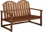 43.3 inch Outdoor Garden Bench, Solid Acacia Wood 2 Seater Loveseat for Patio, Backyard, Deck, and Balcony Seating Furniture
