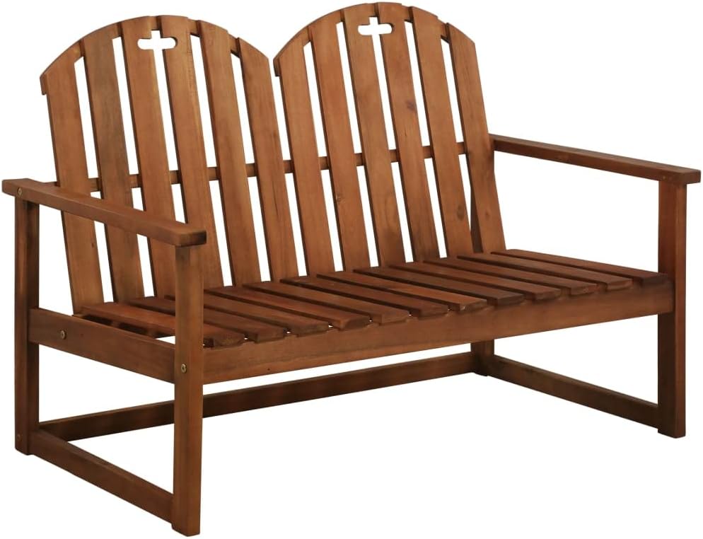 43.3 inch Outdoor Garden Bench, Solid Acacia Wood 2 Seater Loveseat for Patio, Backyard, Deck, and Balcony Seating Furniture