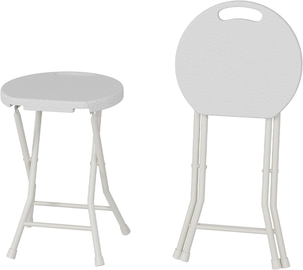 Folding Stool Chair with Handle, Portable Heavy Duty Round Foldable Stool, Non-Slip Feet, 600Lbs Capacity, 18 Inch Foldable Stool for Dorm, Kitchen, Vanity, Church Outdoor Use