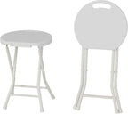 Folding Stool Chair with Handle, Portable Heavy Duty Round Foldable Stool, Non-Slip Feet, 600Lbs Capacity, 18 Inch Foldable Stool for Dorm, Kitchen, Vanity, Church Outdoor Use