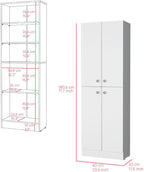 23.6" D*11.8" W*71.1" H Freestanding Kitchen Pantry with 4 Shelves, 2 Double Doors, Rectangular Storage Cabinet, Modern Minimalist, for Living Room, Dining Room, White