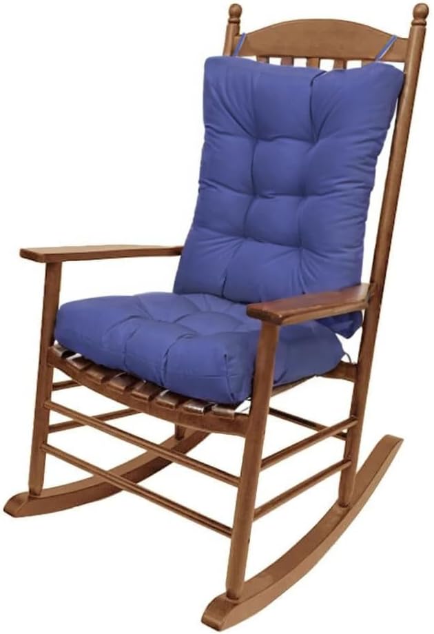 Rocking Chair Cushion Set, Patio Chair Cushions, Tufted Chair Pads for Rocker Furniture, Indoor Seat Cushions with Ties (Navy Blue)