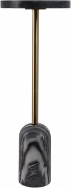 Home Decor End Table, Side Table, or Small Night Stand - Slim Bedside Table with Marble Pedestal for Office, Bedroom, or Living Room - Minimalist Modern Accent Table for Small Spaces - 27" Gray & Gold