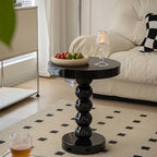 Rustic Round End Table, Small Solid Wood Side Table for Sofa or Bedside, Stylish Cocktail & Drink Table for Living Room, Family Dining, Home Accent Fur