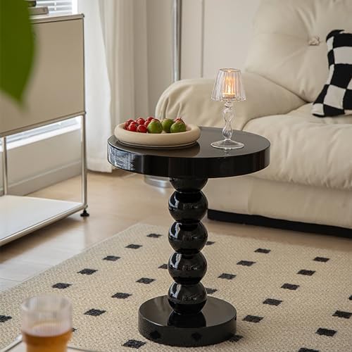 Rustic Round End Table, Small Solid Wood Side Table for Sofa or Bedside, Stylish Cocktail & Drink Table for Living Room, Family Dining, Home Accent Fur