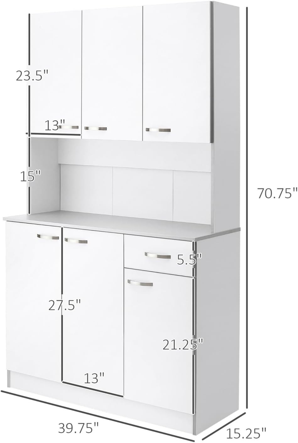 71" Modern Freestanding Kitchen Buffet Hutch with Server and Storage,for Kitchen