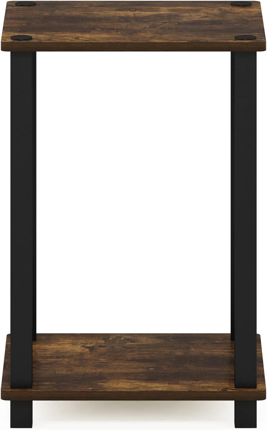 Furinno Simplistic Toolless Assembly Side Table, Rustic Brown 2-Tier End Table, Open Shelf Night Stand, Bedside Table for Living Room, Bedroom, Home Office, Amber Oak/Black