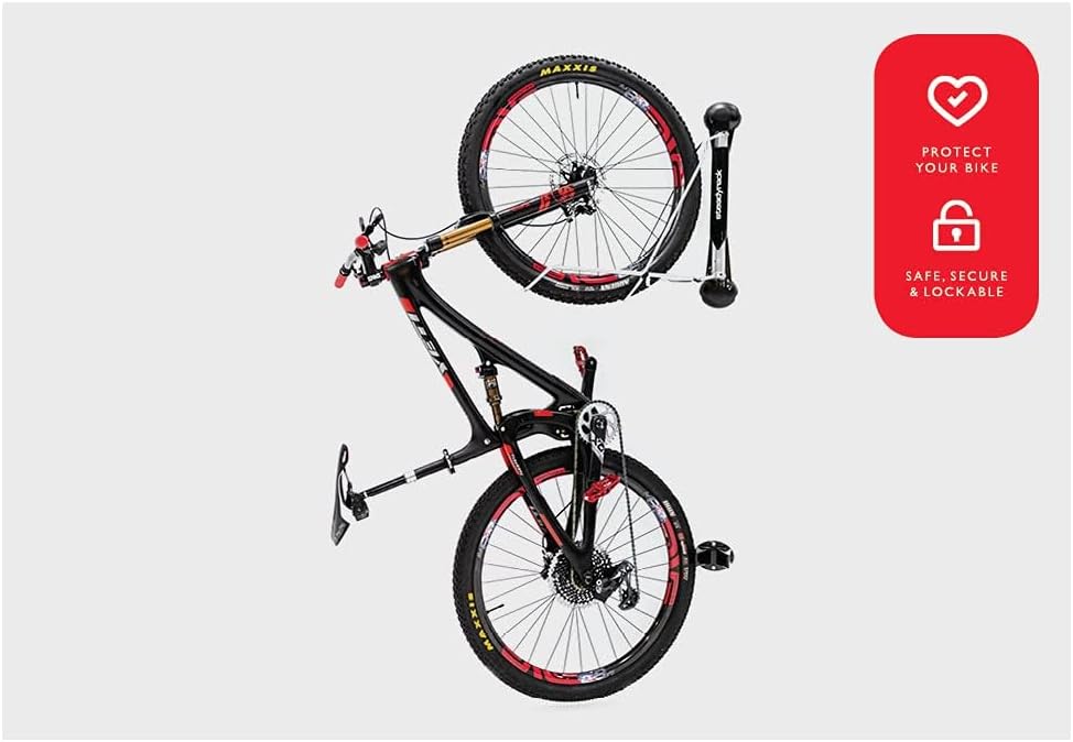 Steadyrack Bike Rack – Pivoting Mountain Bike Rack, Holds Up to 77 lbs, Fits 24"-29" Wheels, 2.1"-2.8" Tires, Foldable Wall Mount for Space-Saving Bicycle Storage