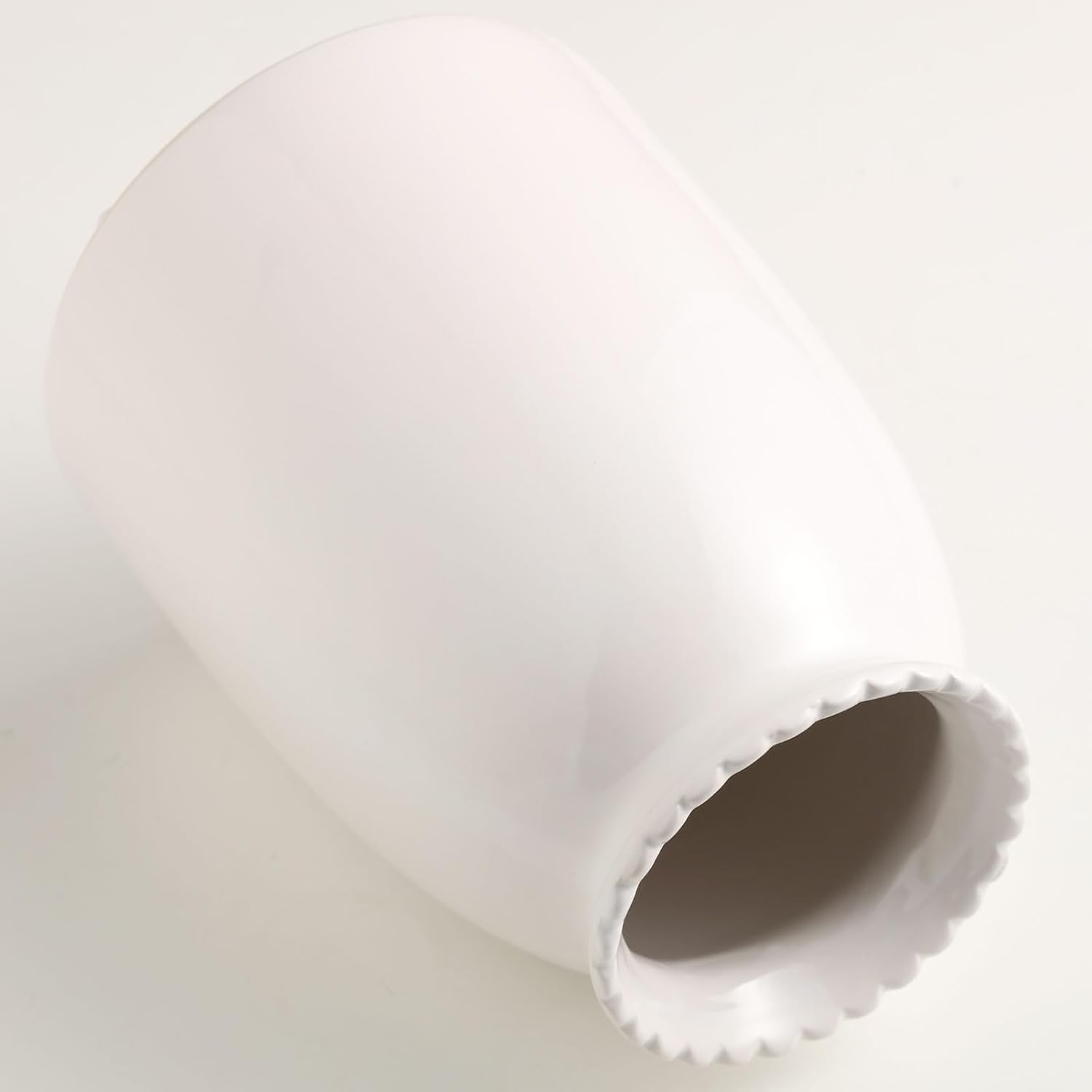 White Ceramic Vase Modern Minimalist Table Centerpiece, Round Smooth Flower Holder for Living Room, Shelf, Mantel, Wedding & Home Decor-8.27" H