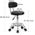 Vasitelan PU Leather Modern Rolling Stool with Low Back Height Adjustable Work Salon Drafting Swivel Task Chair with Footrest