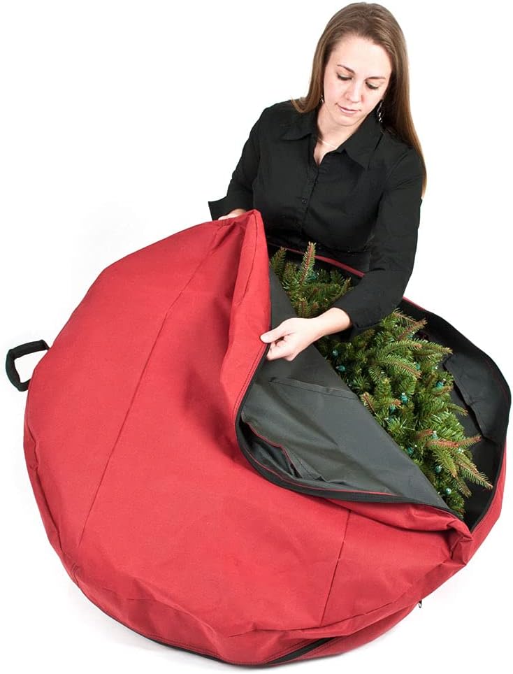 Santa's Bags [36 Inch Wreath Storage Container] - for Christmas Wreath up to 36 Inches in Diameter | Bag Hooks Directly to Your Wire Wreath Frames to Prevent Sagging and Deformed Wreaths (36-Inch)