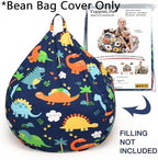 YuppieLife Kids Storage Bean Bag Cover（No Filling）Toy Organizer|Carrying Handle Sofa|Available for Kids and Teenager|Cuddle Chair|Machine Washable and Durable（27“,Dinosaur）