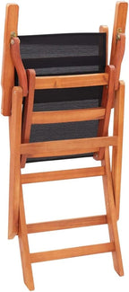 Folding Garden Chair Set of 4, 24"x21.3"x35" Outdoor Patio Chairs in Solid Eucalyptus Wood & Textilene, Foldable Lawn Chairs for Backyard Terrace Balcony
