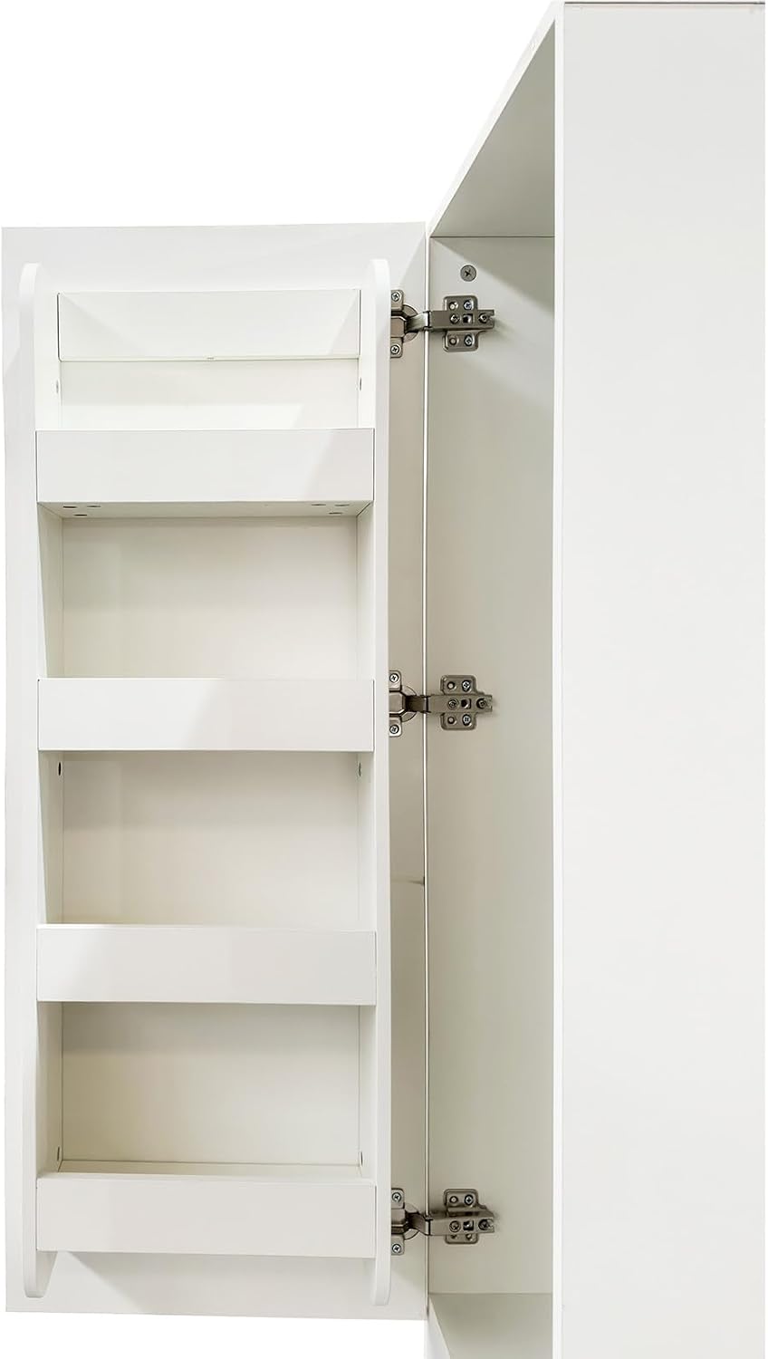 JOYSOURCE Narrow 24'' Deep Kitchen Pantry Storage Cabinet with Doors, Shelves, Drawers Tall Cupboard for Food Glossy White (Left-Hinged)