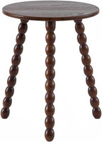 Round Bobbin Leg Table Smooth Rounded Edges Bobbin Leg Side Table Anti-Slip Feet Vintage Design Nightstand for Living Room, Bedroom, Walnut