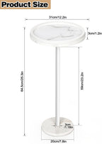 Shinoske Drink Table Set of 2,Small Round Side Table with White Marble Base,Modern Martini Pedestal Side Table for Small Spaces,Living Room,Bedroom,Balcony