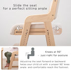 タンスのゲン TANSU NO GEN Japanese Wooden Chair, Height Adjustment for Babies and Toddlers Aged 4-12, up to 99.2 lbs, Designed in Japan, Slide The seat, Brown,4960040102(113286)