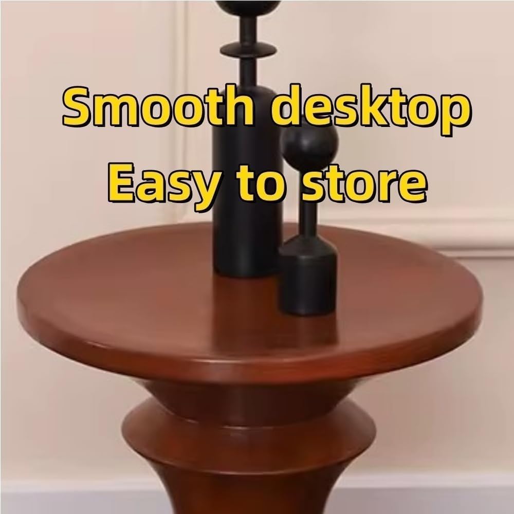 Round Geometric Side Table, Retro Wooden Coffee Table, Small End Table for Living Room Bedroom, 13.8x13.8x17.7in Nightstand One Color 15.7 * 15.7 * 17.7in