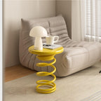 Spring Shaped Minimalist Round Side Table(Color:Red)