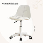 JPBSTO Small Desk Chair Cute, Swivel Armless Task Chair with Soft Padded Cushion, Height Adjustable Home Office Desk Chair with Back for Study Room, Vanity, Office Work, Bedroom
