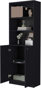 Modern 2-Door Bookcase, Storage with Multi-Level Shelves and Double Door Design,for Kitchen Home