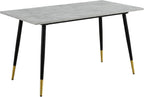 51.18" Rectangular Dining Table, Faux Marble Top Kitchen Table with Metal Frame & Adjustable Feet, Modern Waterproof Scratch-Resistant Table for Dining Room, Living Room & Home Office, Gray White