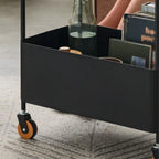 Coffee Table Living Room Small Trolley Wheeled Storage Rack Movable Sofa Side Table Retro Snack Shelf Side Table(White)