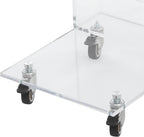 Acrylic Side Table with Storage and Lockable Wheels,C Shaped End Table,Small Coffee Table for Couch, Living Room, Bedroom,Clear