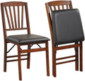 ERGOMASTER Folding Dining Chairs Set of 2, Foldable Chairs with Padded Seat, Solid Rubber Wood, Slat Back