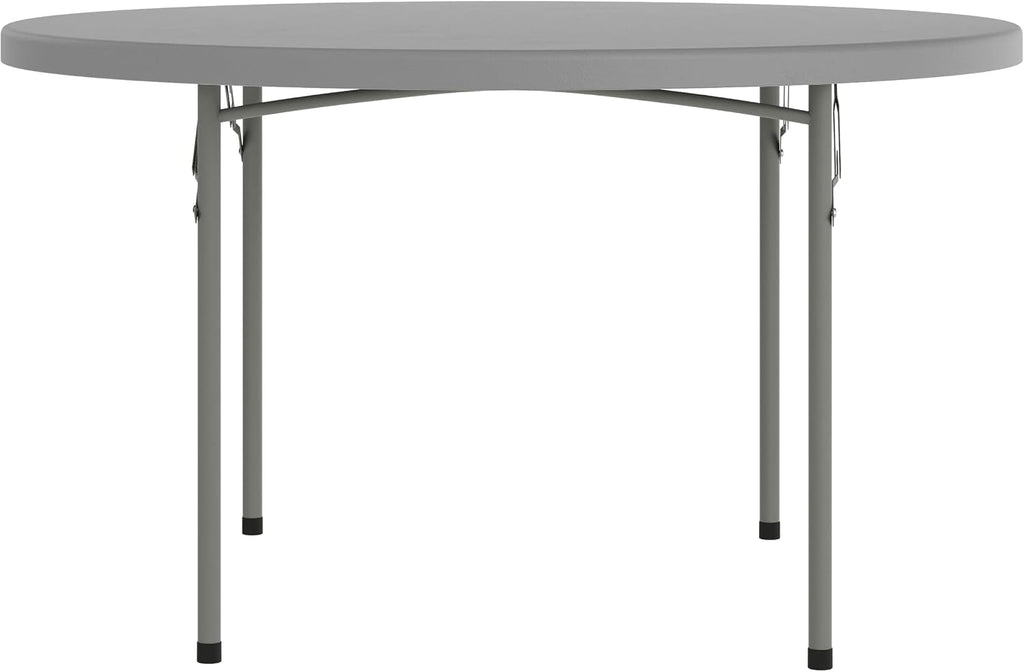 Flash Furniture Kathryn 4' Round Plastic Folding Event Table for Parties and Trade Shows, Portable Indoor/Outdoor Event Banquet Table, Granite Dark Gray