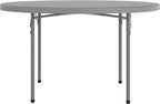Flash Furniture Kathryn 4' Round Plastic Folding Event Table for Parties and Trade Shows, Portable Indoor/Outdoor Event Banquet Table, Granite Dark Gray