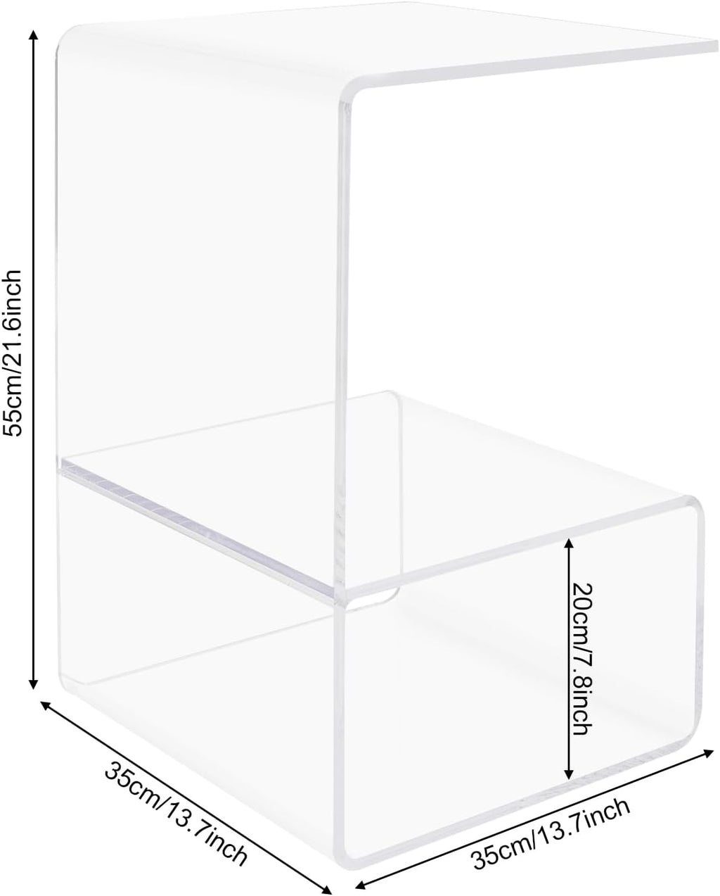Modern Acrylic Side Table, 3-Tier End Table for Small Spaces, Clear Bedside Tables with 22lbs Capacity for Living Room, Bedroom, Bathroom, Apartment