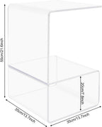 Modern Acrylic Side Table, 3-Tier End Table for Small Spaces, Clear Bedside Tables with 22lbs Capacity for Living Room, Bedroom, Bathroom, Apartment