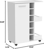 BAKAJI Corner Bar Cabinet with Metal Door and Handle 2 Side Shelves (White)