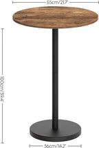 YATINEY Bar Table, Round Bar Table Set of 4, Counter Height Table, Pub Cocktail Table, Metal Frame, for Bistro, Dining Room, Living Room, Terrace, Rustic Brown and Black BT05L4BR