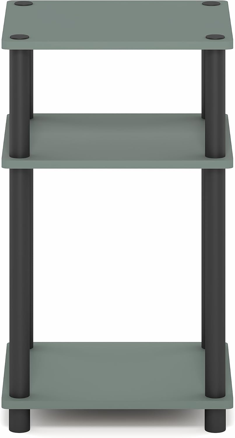 Furinno JUST Side Table, 3-Tier End Table, Open Shelves Night Stand, Bedside Table, Toolless Assembly, for Living Room, Bedroom, Bathroom, Sage Green