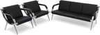 wonline 5 Seat Waiting Room Chair with Armrest PU Leather Office Furniture, Office Guest Seating Lobby Conference Reception Chairs for Airport Clinic Hospital Bank Salon Barber(Black)