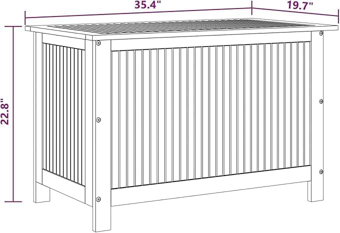 Casafoyer Garden Storage Box 35.4"x19.7"x41.7" Solid Acacia Wood-Rustic Outdoor/Indoor Storage Bench with Ample Space-Durable & Waterproof.
