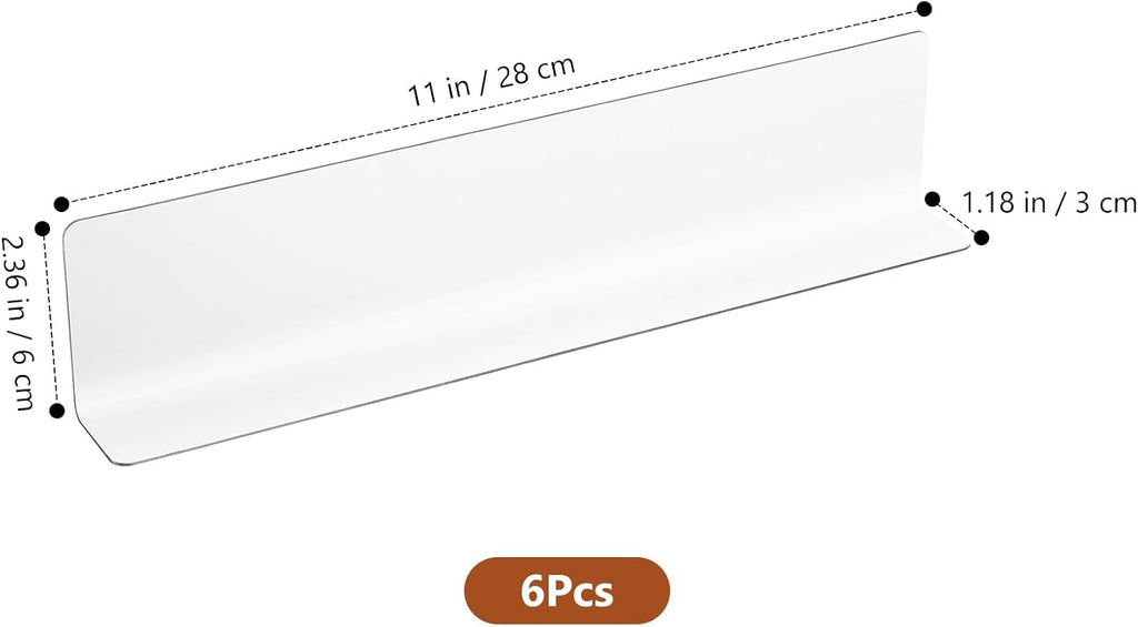 VOSAREA Plastic Shelf Dividers 6pcs Clear Acrylic L Shaped Separator Transparent Organizer Divider for Commodity Classification Cabinets Shelf Store 26cm